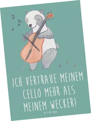 Produktbild von Mr. & Mrs. Panda Postkarte Cello Vertrauen - Meeresbrise - Geschenk, Musikinstrument, Streichinstrument, Postkarten, klassische Musik, Solo, Instrument, Lernen, Musiker