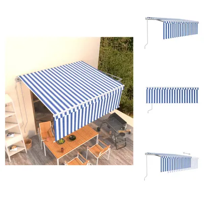 Produktbild von vidaXL Markise Automatisch Einziehbar mit Volant 4,5x3 m Blau und Weiß -  Markisen