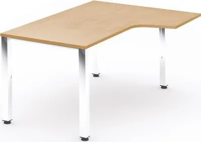 Produktbild von Schreibtisch Executive L-Form rechts BxTxH 180x120x73cm Gestell verchromt Platte Melamin buche.