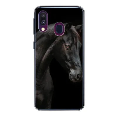 Produktbild von MuchoWow® Handyhülle Schutzhülle Hülle für Samsung Galaxy A40 Pferd - Tier - Schwarz Silikon Softcase Handy Hülle - Handy-Tasche