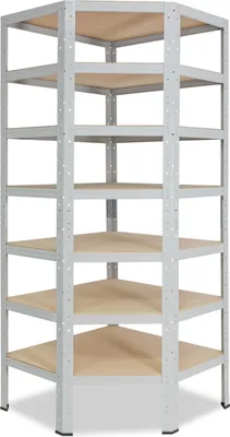 Produktbild von shelfplaza OFFICE 230x80x50 cm Eckregal in lichtgrau mit 7 Böden und 125 kg Traglast pro Boden
