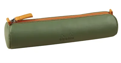 Produktbild von Rhodia 319004C, Weiches Federmäppchen, Kunstleder, Grün, Einfarbig, Reißverschluss, 215 mm