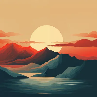 Produktbild von Plakat 50x50cm Sonnenuntergang über den Bergen