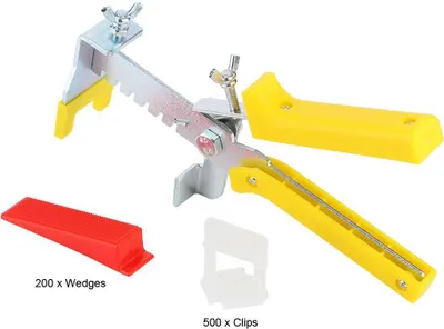 Image de Jadeshay sol mur plastique carrelage système de nivellement outils 500 x clips + 200 x cales + 1 x pince
