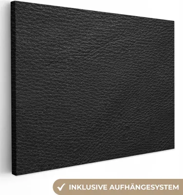 Produktbild von MuchoWow® - Leinwandbilder - Leder - Lederoptik - Schwarz - Grau, Wandbild, Wanddeko Bilder Wohnzimmer, 40x30 cm