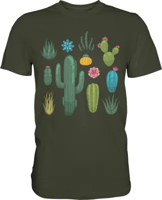 Produktbild von Kakteen T-Shirt Kaktus Sukkulenten Pflanzen – Urban Khaki / XXL
