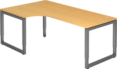 Produktbild von bümö Schreibtisch Serie-R - Nachbildung: Buche, Gestell: Graphit, Größe: Eckschreibtisch 200 x 120 cm
