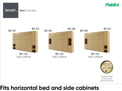 Produktbild von MEBLINI Hängeschrank für Horizontal Schrankbett Bed Concept - Wandschrank mit Ablagen und Teleskopen - Wandregal - BC-15 für 160x200 Horizontal - Artisan Eiche