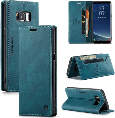 Image de Galaxy S8 Plus Case, RetroPolyuréthaneLeather Case, Stand and Protective Case for Samsung Galaxy S8 Plus blue
