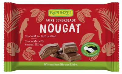Obrázok produktu pre Čokoláda mliečnaRapunzel - 100g - Mliečna čokoláda s nugátovou náplňou