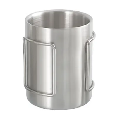 Obrázek produktu pro Hrnek na kempování, 200 ml/300 ml/400 ml, nerezová ocel, hrnek na vodu, hrnek na čaj, hrnek na kávu se skládacími uchy pro kempování v přírodě, turistiku, batoh na zádech