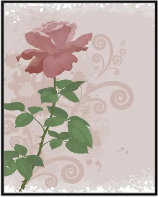 Produktbild von Wallario Wandbild Rose in Pastellfarben gezeichnet, Größe: 40,30 x 50,30 cm, Poster mit schwarzem Aluminiumrahmen