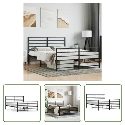 Produktbild von The Living Store Bettgestell mit Kopf- und Fußteil Metall Schwarz 120x200 cm