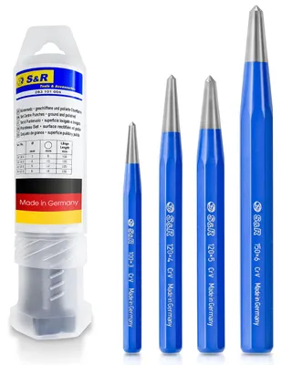 Zdjęcie produktu dla Zestaw wierteł S&R Ankörner, 4 sztuki: 3, 4, 5, 6 mm, stal CrV / PRODUKT WYPRODUKOWANY W