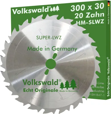 Produktbild von Volkswald ® HM-Sägeblatt SLWZ 300 x 30 mm Z= 20 SUPER-LWZ Hartmetall Präzision Kreissägeblatt Ersatzsägeblatt mit Spanabweiser Hartholz Leimholz für Wippsäge Tischkreissäge Kreissäge Kappsäge Tischsäge