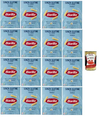 Produktbild von Barilla Glutenfrei Fusilli – 16 x 400 g (6,4 kg) | Spiralnudeln aus Mais & Vollkornreis, al dente in 11 Min., vegan & glutenfrei – ideal für Tomatensaucen/Pesto + Italian Gourmet polpa