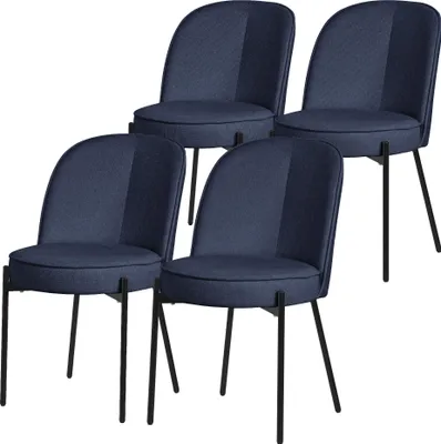Produktbild von ML-Design Esszimmerstühle 4er Set Dunkelblau Küchenstühle aus Polyester mit Metallbeinen Wohnzimmerstühl mit Rückenlehne Polsterstühle für Esszimmer