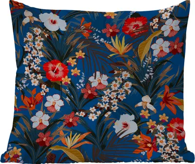 Produktbild von MuchoWow® Outdoor Kissen - Blumen - Hibiskus - Tropisch - Muster - 60x60 cm - Wetterfest - Lounge Kissen - Dekoration - Schlaf Kissen