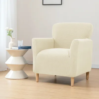 Produktbild von (Beige)Elastischer Sofabezug High Stretchhusse Sofa Schonbezug 1-Sitzer Sofa-Überwürfe,Plüsch Stricken Sofahusse