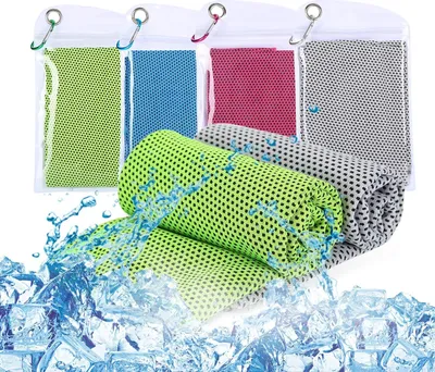 Produktbild von Kühltuch 4er Set, kühlendes Handtuch für Wandern, Laufen, Tennis, Reisen, Kühltücher Hals, Handtuch kühlend, Airflip Cooling Towel