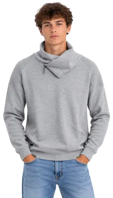 Image de Pull pour hommes, denim français, modèle "Rms", asymétrique, couleur gris, taille M