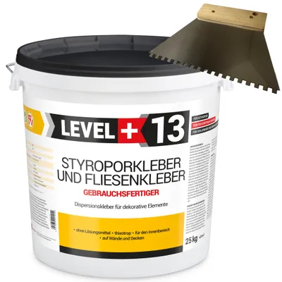 Produktbild von Styroporkleber 25kg Dispersionkleber Polymerbasis +Zahnahnspachtel 4mm SET L+13