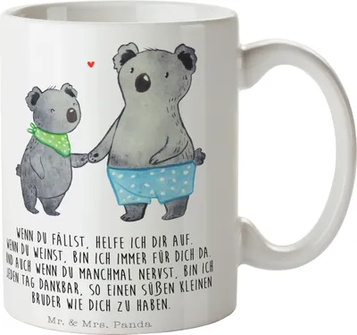 Produktbild von Mr. & Mrs. Panda Bedruckte Tasse Koala Kleiner Bruder - Weiß - Geschenk, Pott, Geschwister, Koalas, Muttertag, Kaffeebecher, Trinkbecher, Teetasse, Kaffeetasse