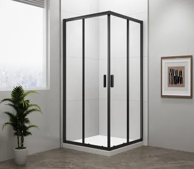 Obrázok produktu pre EASY BLACK sprchový kút štvorcový 900x900 mm, číre sklo
