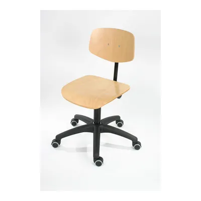 Produktbild von STIER Arbeitsstuhl mit Rollen Sitzhöhe 450-640 mm Buche natur