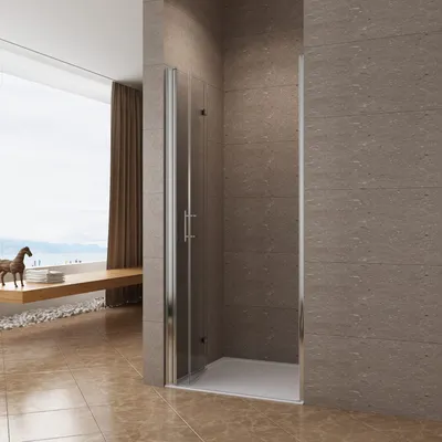 Produktbild von Duschabtrennung mit Nischentür Drehfalttür Duschtrennwand Duschtür 90x197 cm Scharniertür Nische aus 6 mm Einscheibensicherheitsglas Klarglas mit Hebe-Senk Mechanismus Verstellbereich Lotuseffekt