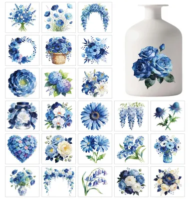 25 Blatt Blumenaufkleber für Deko, Vasen, Fenster, Türen