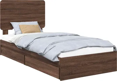 Obrázek produktu pro vidaXL Úložná postel hnědý dubový vzhled 75 x 190 cm materiál na bázi dřeva