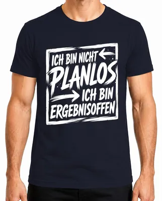 Productafbeelding van "Ik ben niet planloos, ik ben resultaatgericht," statement T-shirt voor heren, marineblauw, maat S