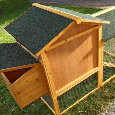 Produktbild von Hühnerstall 168x75x103 cm Holz mit Legenest, Freilauf & entnehmbarer Schublade