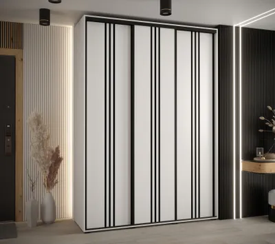 Produktbild von Kleiderschrank ASIRI 6 - 180/60 cm, weiß/schwarz