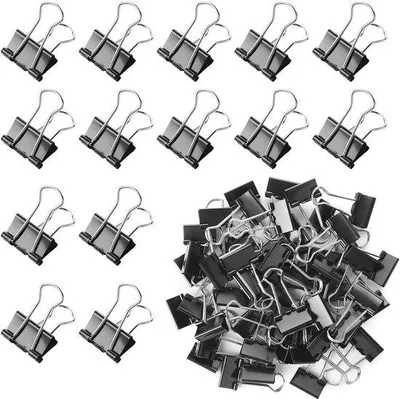 Produktbild von Famanu Metallklammern 15 mm, 60 Stück, schwarze Binderclips für Papier