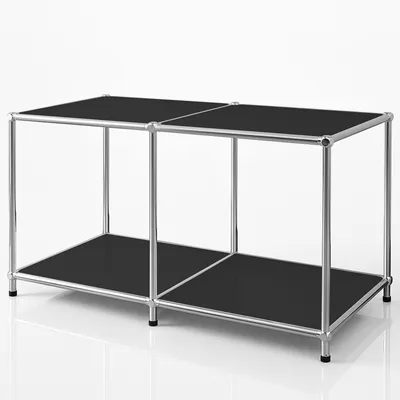 Immagine prodotto di Credenza Floordirekt Concept Epure MK-016, ripiano e tavolino L78×P40×H46 cm, nero, modulare e antigraffio, struttura in metallo cromato