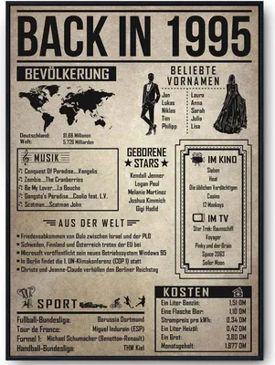 Produktbild von 30. Geburtstag Geschenkidee personalisierbar | Poster Jahrgang 1995 Geschenk | Back in 1995 Rückblick – DIN A4 (21x29.7cm)