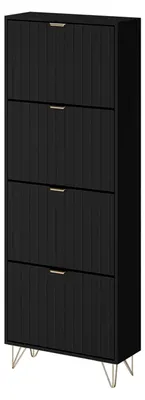 Produktbild von Schuhschrank Helge, Schwarz, 60 x 166.7 cm 4 Fächer, zur Aufbewahrung von Schuhen im Eingangsbereich