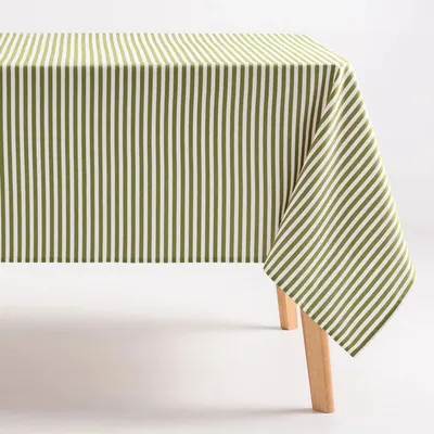 Immagine prodotto di GAMUSI Tovaglia resistente alle macchie, 140x240 cm – Verde, in cotone e poliestere, a righe
