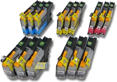 Produktbild von vhbw 15x Tintenpatronen Ersatz für Brother LC123, LC123C, LC123BK, LC123Y, LC123M für Drucker + Chip (Kompatibel)