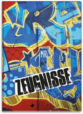 Immagine prodotto di Raccoglitore per certificati con formato A4 per bambine, bambini, adolescenti e studentesse (design graffiti)
