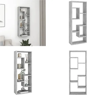 Image de vidaXL Wandregal Betongrau 36x16x90 cm Holzwerkstoff - Wandregal - Wandregale - Wandablage - Wandablagen