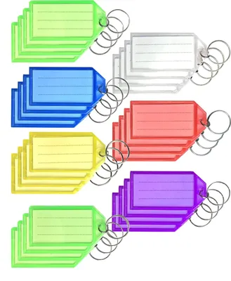 Schlüsselanhänger mit Etiketten, 24 Stück, 6 Farben, Kunststoff