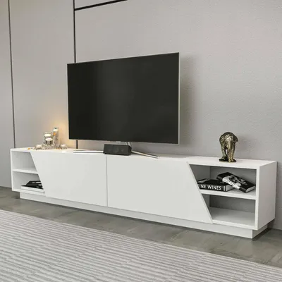 Productafbeelding van Apat - Televisiemeubel, 240x37x47h cm Wit, 2 Planken
