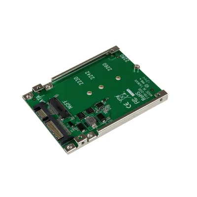 Produktbild von StarTech.com M.2 SSD auf 2.5 Zoll SATA Adapter / Konverter - NGFF auf SATAIII Adapter Karte - Speicher-Controller - 1 Sender/Kanal - SATA 6Gb/s - SATA 6Gb/s - für P/N: BRACKET125PT, BRACKET125PTP, SATERASER4, SDOCK1EU3P2, SDOCK4U313, USB31C2SAT3