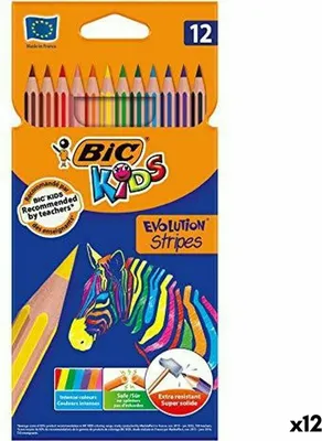 Obrázek produktu pro Barevné tužky Bic KIDS EVOLUTION STRIPES barevné 12 kusů (12 kusů)