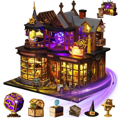 Produktbild von Magic Treasure House LED-Beleuchtetes Holz-Miniaturhaus DIY Bausatz