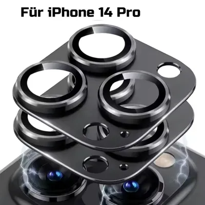 Produktbild von 2x Kameraschutz für Apple iPhone 14 Pro Aluminium Schutz in Schwarz