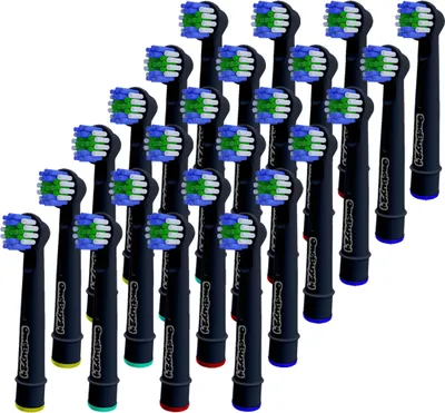 Produktbild von 24 Stück Aufsteckbürsten kompatibel für Oral-B Ersatzbürsten Bürstenköpfe SCHWARZ